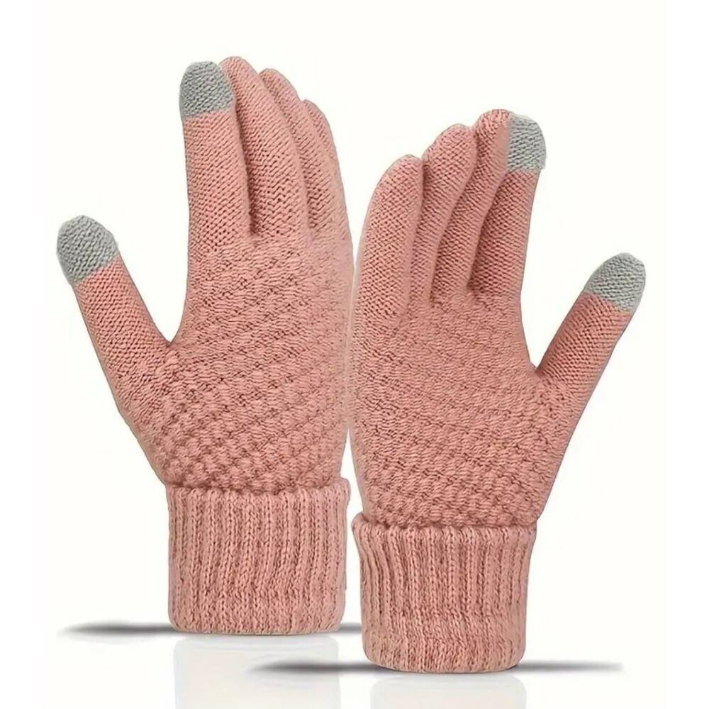 Ladies Fashionable Stylish Pink Knit Gloves